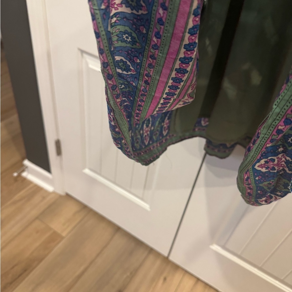 Anthropologie Floral Green and Purple Midi Dress - Picture 6 of 7